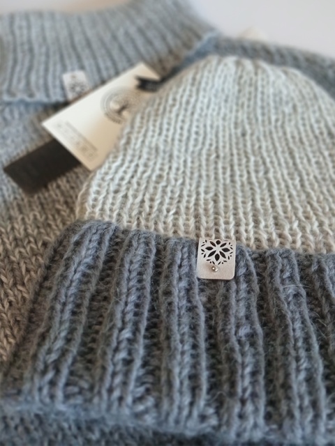 Komplet angora / czapka i golf - szal/ gray